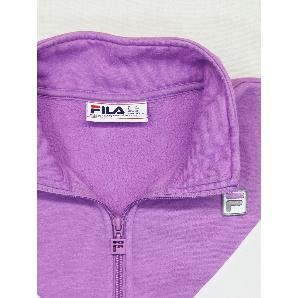 FILA Women's XL Quarter Zip Colorblock Sweatshirt Purple White Gray Pullover - Picture 3 of 10